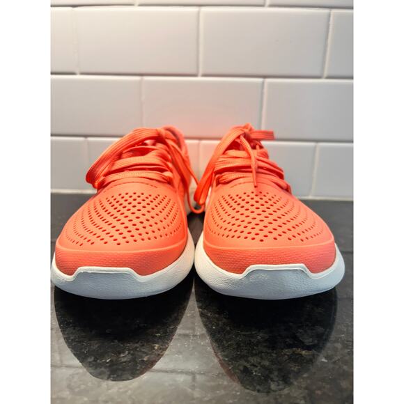 Crocs Women's Lace Up Literide Pacer Trainers Fresco‎ Sneakers Shoes Orange W9 - Picture 3 of 11